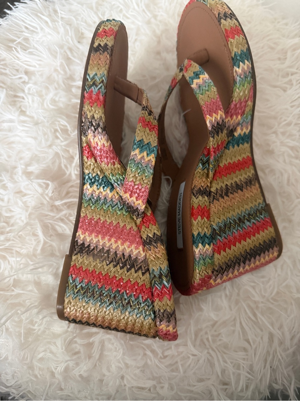 Steve Madden Multicolor Zigzag Wedge Thong Sandals